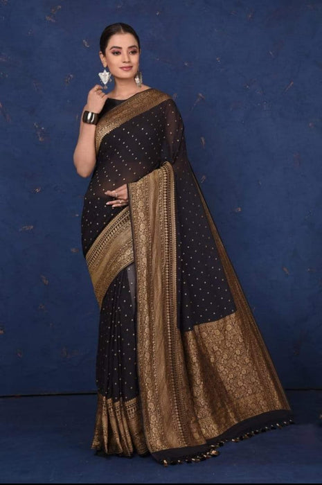 PURE HANDLOOM BANARASI KHADDI GEORGUTTE SAREE