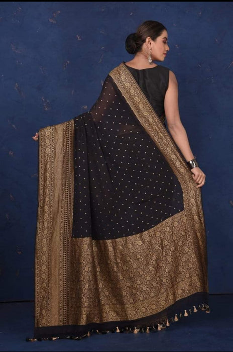 PURE HANDLOOM BANARASI KHADDI GEORGUTTE SAREE