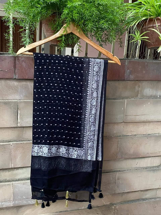 PEURE GEORGUTTE DUPATTA - SILVER ZARI WEAVING