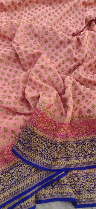 PURE HANDLOOM BANARASI KHADDI GEORGUTTE SAREE