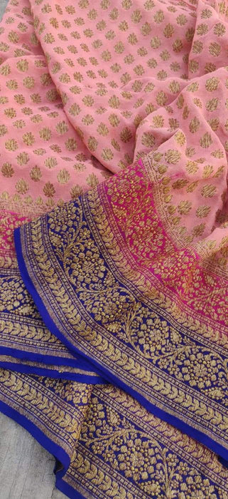 PURE HANDLOOM BANARASI KHADDI GEORGUTTE SAREE