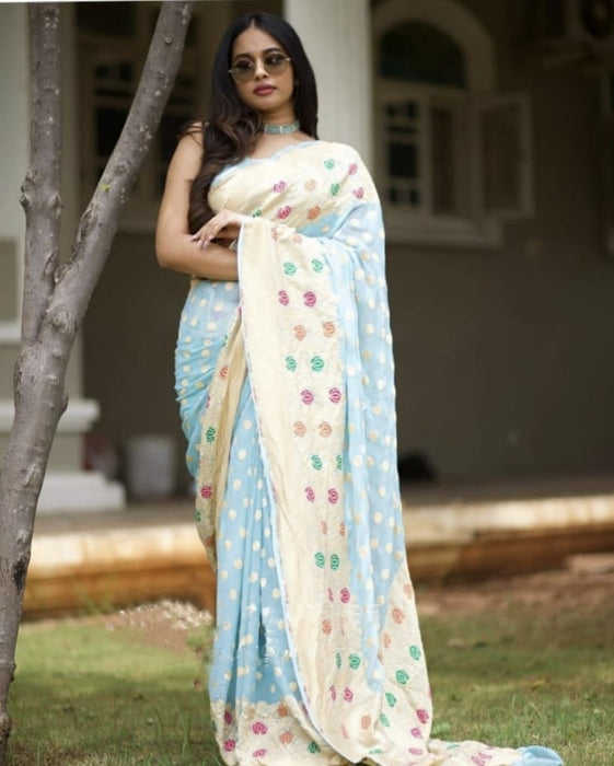 PURE HANDLOOM BANARASI KHADDI GEORGUTTE SAREE