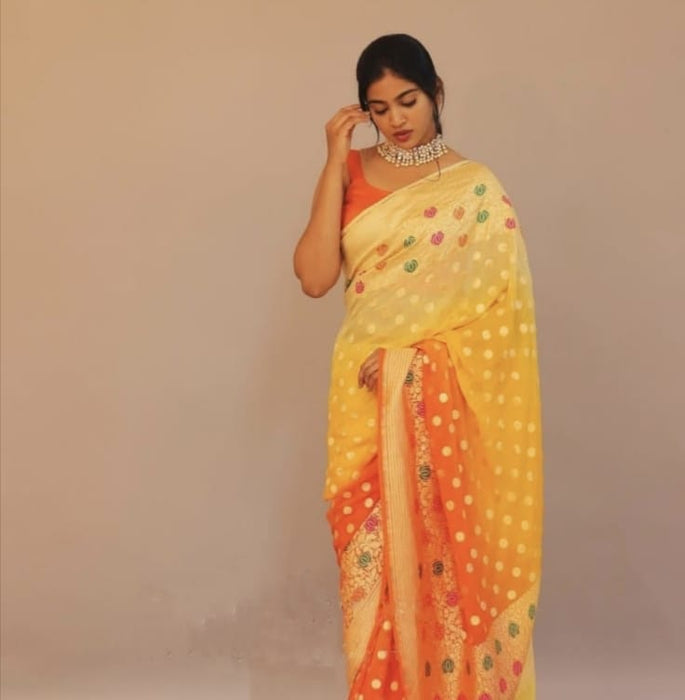 PURE HANDLOOM BANARASI KHADDI GEORGUTTE SAREE