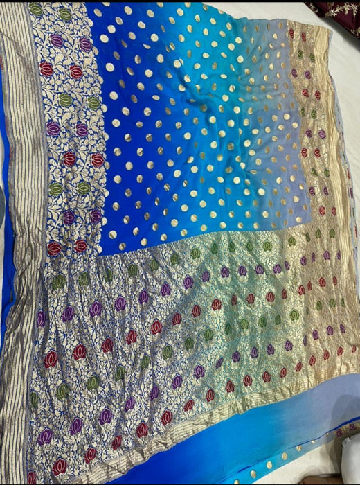 PURE HANDLOOM BANARASI KHADDI GEORGUTTE SAREE