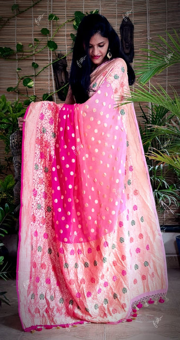 PURE HANDLOOM KHADDI GEORGUTTE BANARASI SAREE