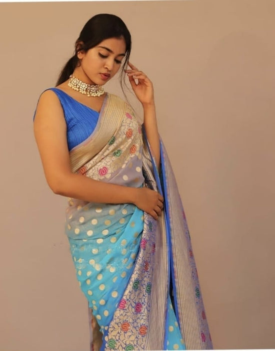 PURE HANDLOOM BANARASI KHADDI GEORGUTTE SAREE