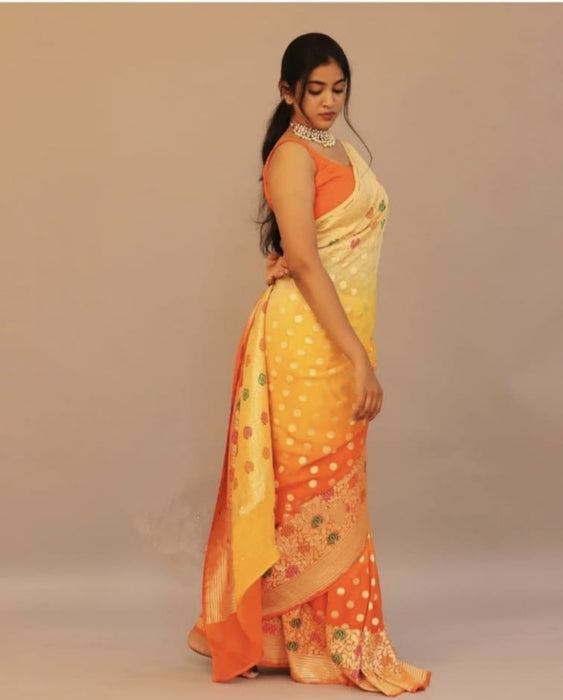 PURE HANDLOOM BANARASI KHADDI GEORGUTTE SAREE