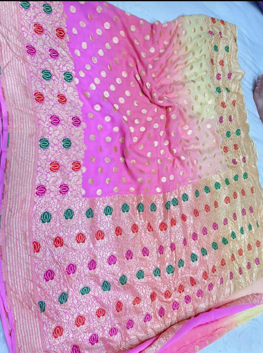 PURE HANDLOOM BANARASI KHADDI GEORGUTTE SAREE