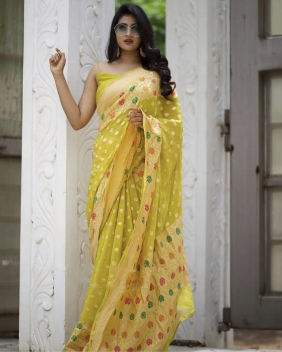 PURE HANDLOOM BANARASI KHADDI GEORGUTTE SAREE