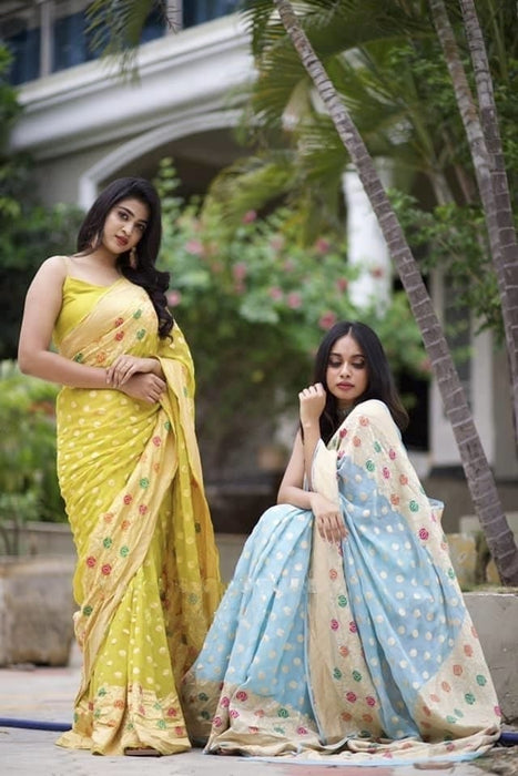 PURE HANDLOOM BANARASI KHADDI GEORGUTTE SAREE