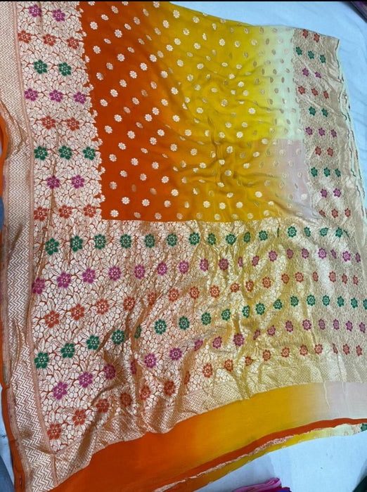 PURE HANDLOOM BANARASI KHADDI GEORGUTTE SAREE