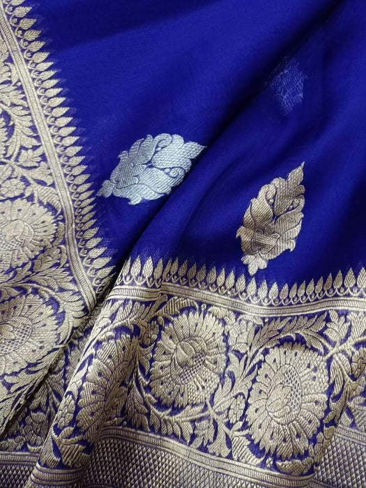 PURE KORA ORGANZA HANDLOOM BANARASI SAREE  SONA-WITH RUPA KADUA BUTIS