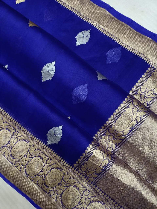 PURE KORA ORGANZA HANDLOOM BANARASI SAREE  SONA-WITH RUPA KADUA BUTIS