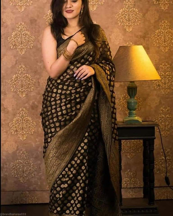 PURE BANARASI HANDLOOM KHADDI GEORGUTTE SILK SAREE