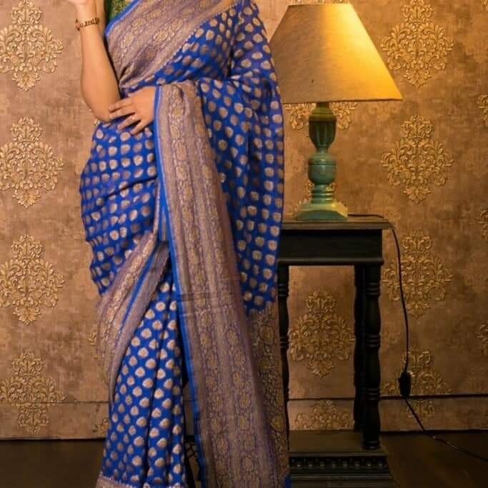 PURE BANARASI HANDLOOM KHADDI GEORGUTTE SILK SAREE