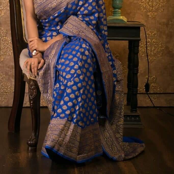 PURE BANARASI HANDLOOM KHADDI GEORGUTTE SILK SAREE