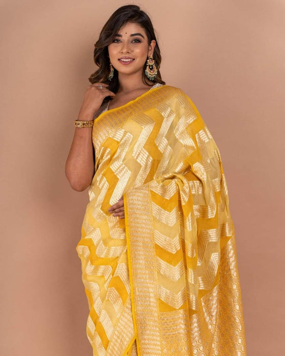 PURE HANDLOOM BANARASI KHADDI GEORGUTTE SAREE