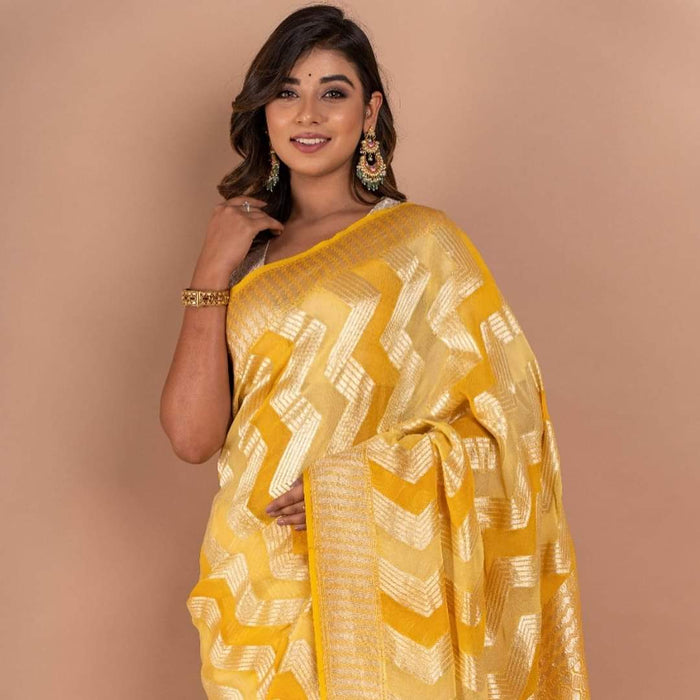 PURE HANDLOOM BANARASI KHADDI GEORGUTTE SAREE