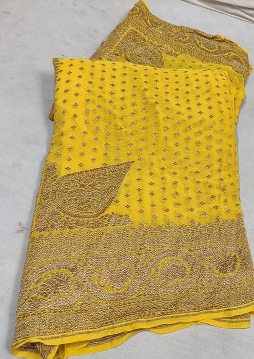 PURE BANARASI HANDLOOM KHADDI GEORGUTTE SILK SAREE