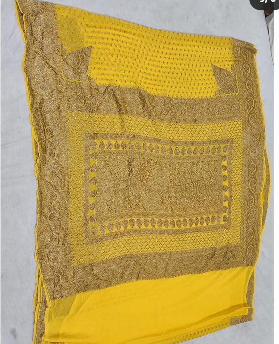 PURE BANARASI HANDLOOM KHADDI GEORGUTTE SILK SAREE