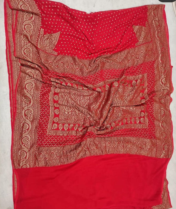 PURE BANARASI HANDLOOM KHADDI GEORGUTTE SILK SAREE