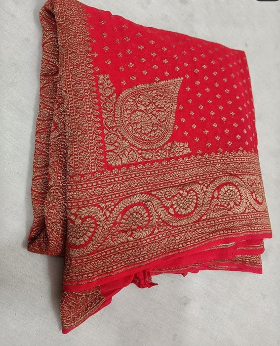 PURE BANARASI HANDLOOM KHADDI GEORGUTTE SILK SAREE