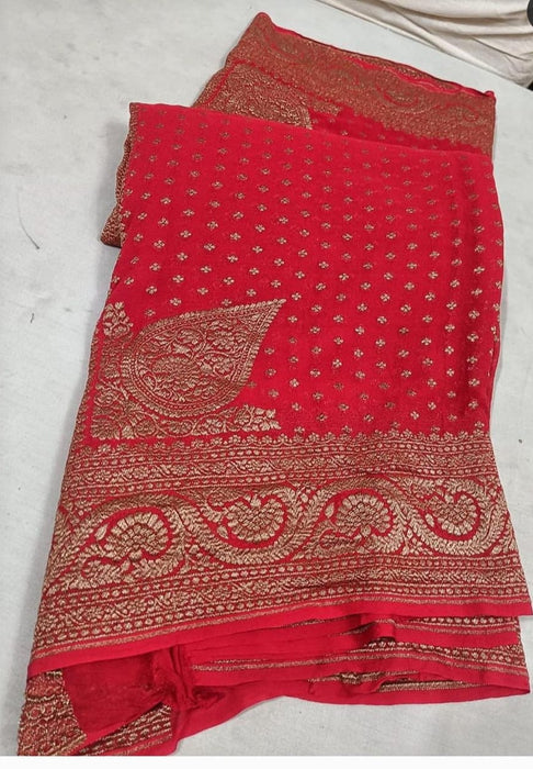 PURE HANDLOOM BANARASI KHADDI GEORGUTTE SILK SAREE