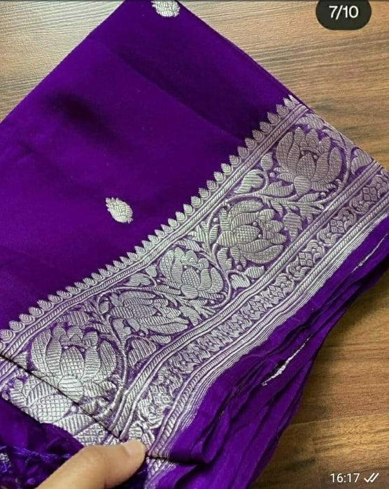 PURE BANARASI HANDLOOM KHADDI GEORGUTTE SILK SAREE