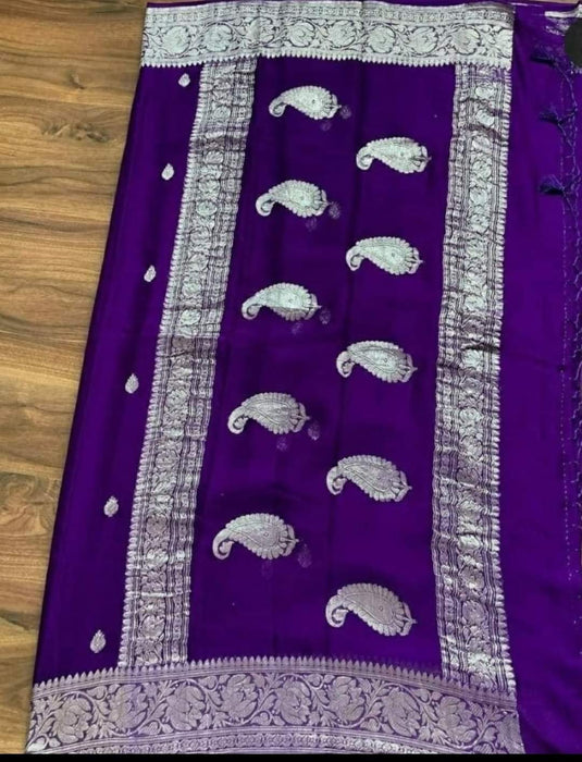 PURE BANARASI HANDLOOM KHADDI GEORGUTTE SILK SAREE