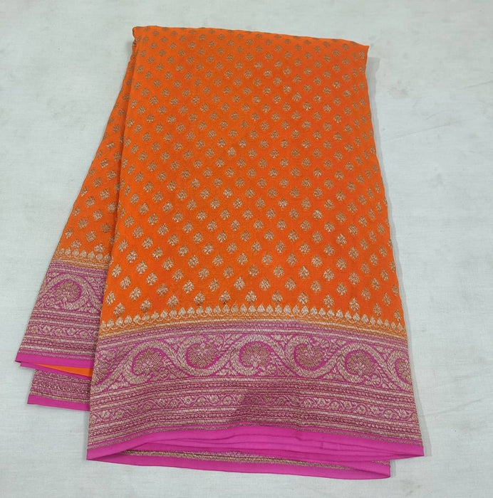 PURE BANARASI HANDLOOM KHADDI GEORGUTTE SAREE