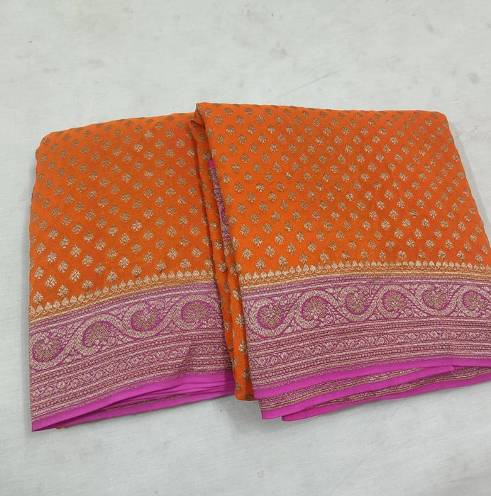 PURE BANARASI HANDLOOM KHADDI GEORGUTTE SAREE