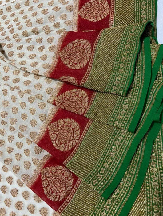 PURE BANARASI HANDLOOM KHADDI GEORGUTTE SAREE