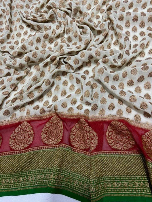 PURE BANARASI HANDLOOM KHADDI GEORGUTTE SAREE