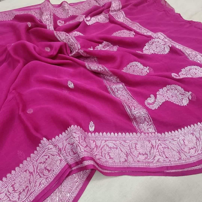 PURE BANARASI HANDLOOM KHADDI GEORGUTTE SAREE