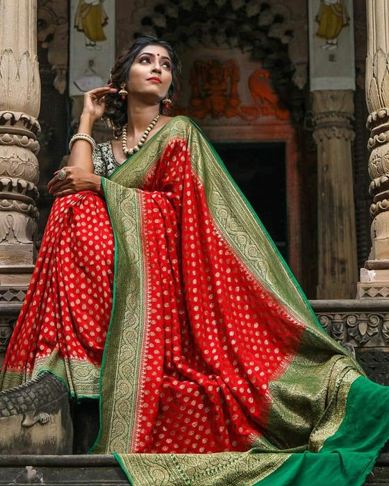 PURE KHADDI GEORGUTTE BANARASI SAREE