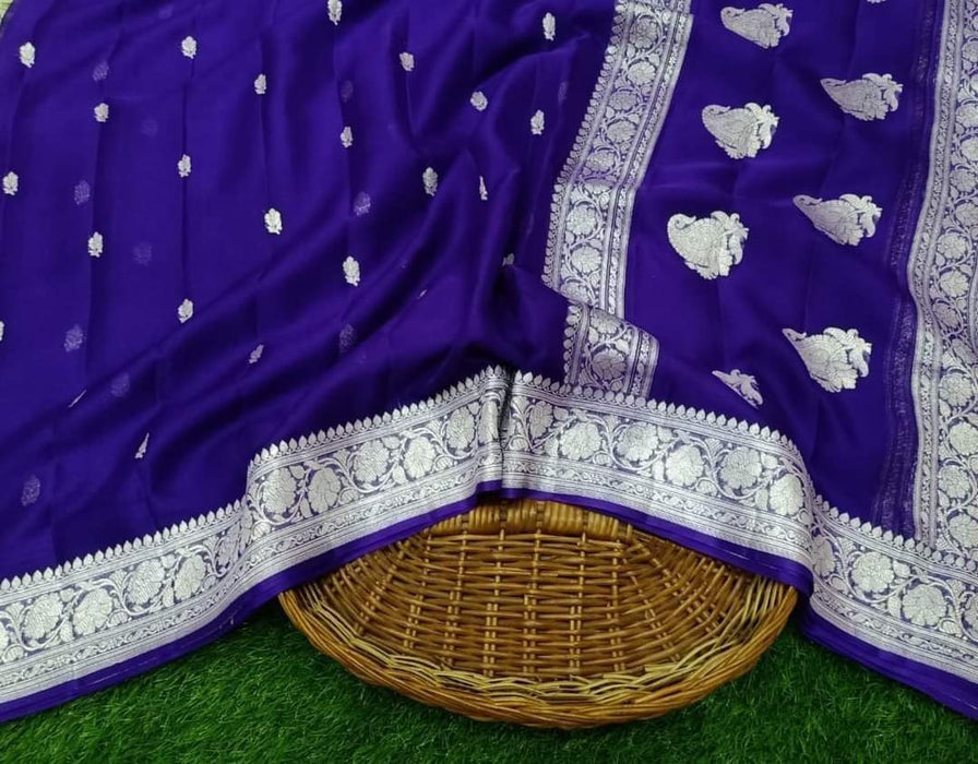 PURE BANARASI HANDLOOM KHADDI GEORGUTTE SAREE