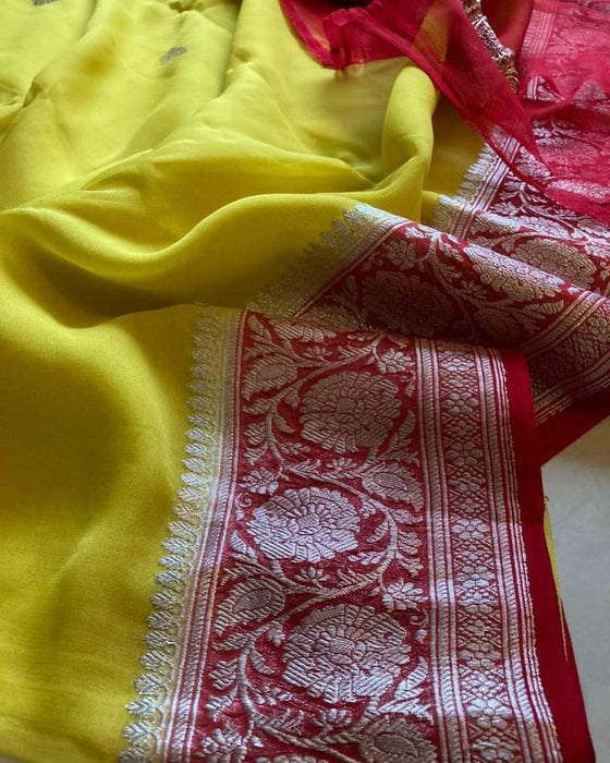 PURE BANARASI HANDLOOM KHADDI GEORGUTE SAREE