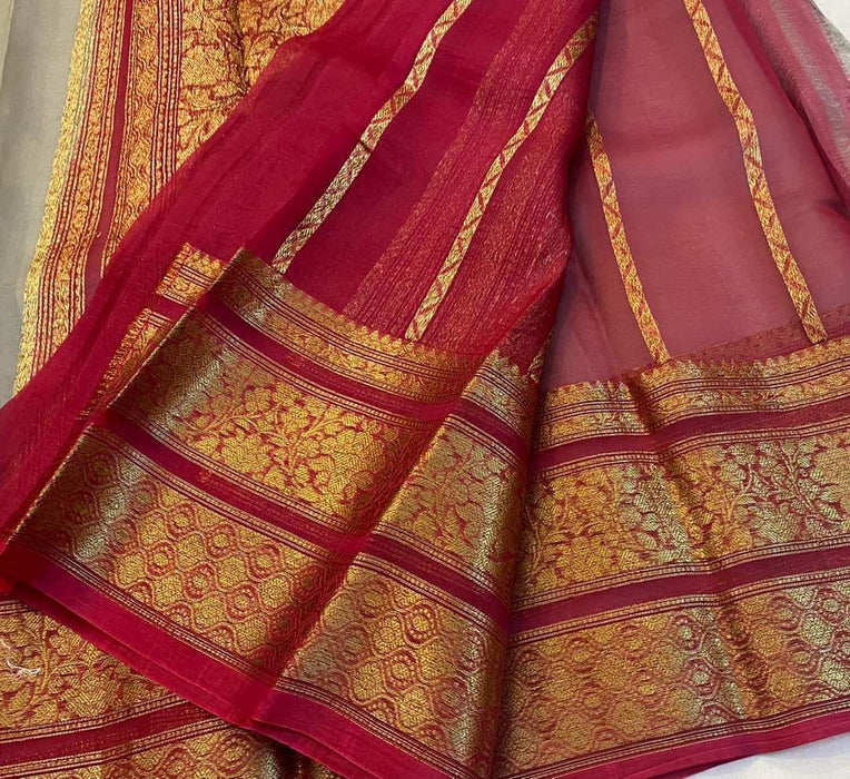 PURE HANDLOOM KORA ORGANZA SILK SAREE