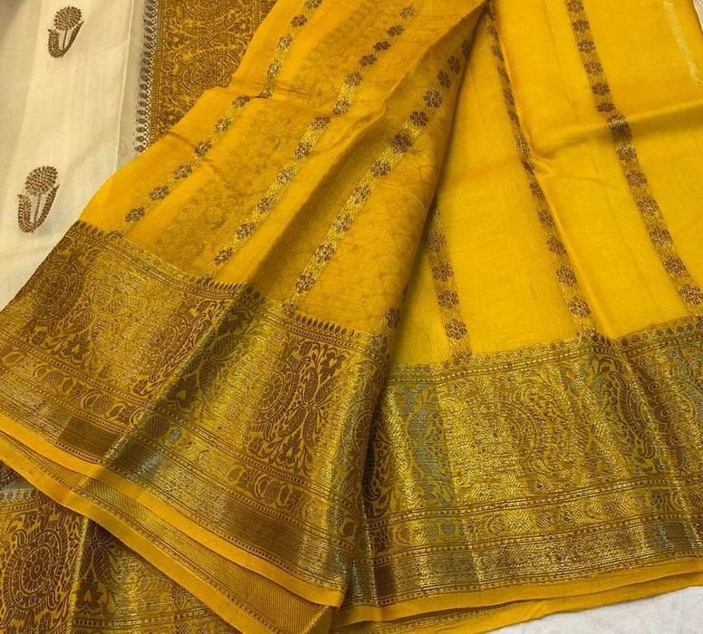 PURE HANDLOOM KORA ORGANZA SILK SAREE