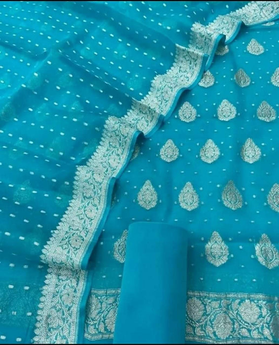 PURE HANDLOOM KHADDI GEORGUTTE BANARASI SUIT