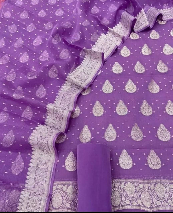 PURE HANDLOOM KHADDI GEORGUTTE BANARASI SUIT