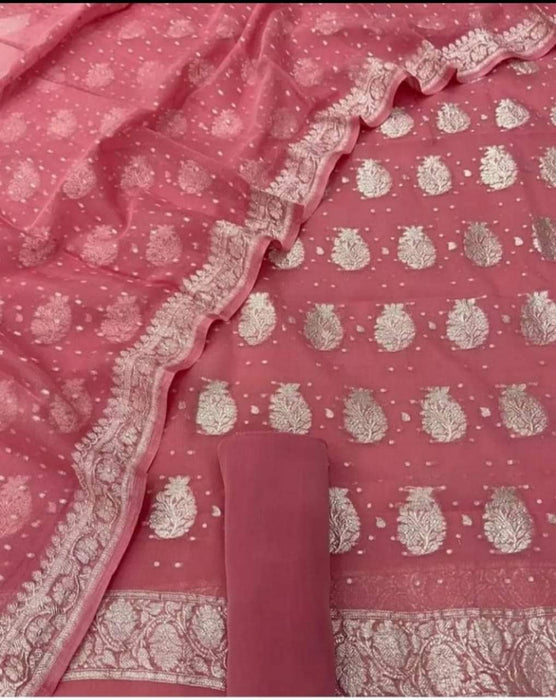 PURE HANDLOOM KHADDI GEORGUTTE BANARASI SUIT