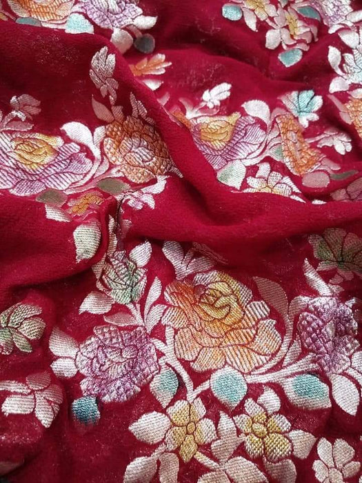 PURE HANDLOOM BANARASI KHADDI GEORGUTTE SAREE