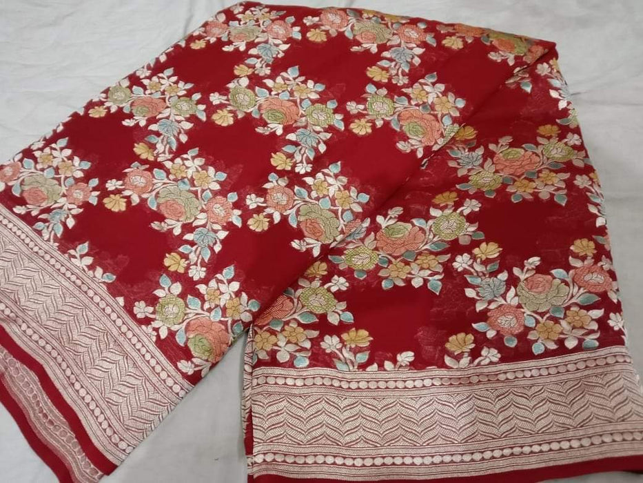 PURE HANDLOOM BANARASI KHADDI GEORGUTTE SAREE