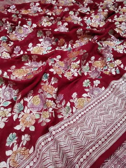 PURE BANARASI HANDLOM KHADDI GEORGUTTE SILK SAREE