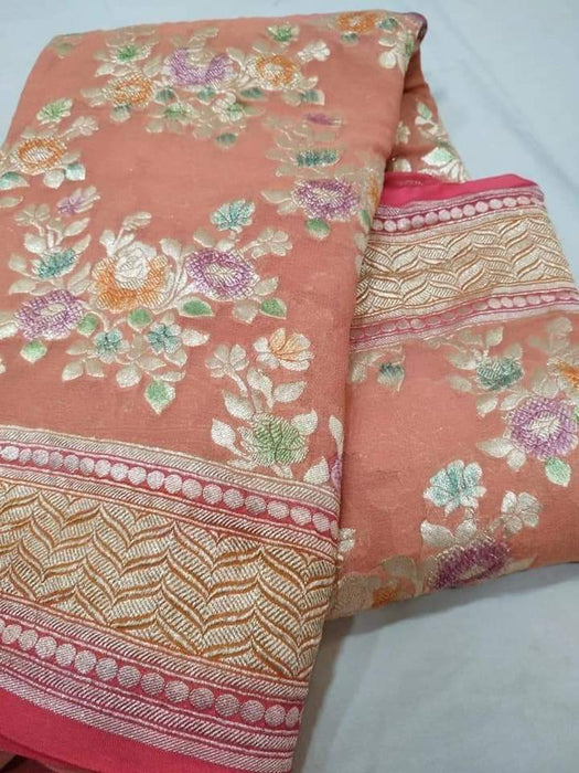 PURE HANDLOOM BANARAS KHADDI GEORGUTTE SILK SAREE