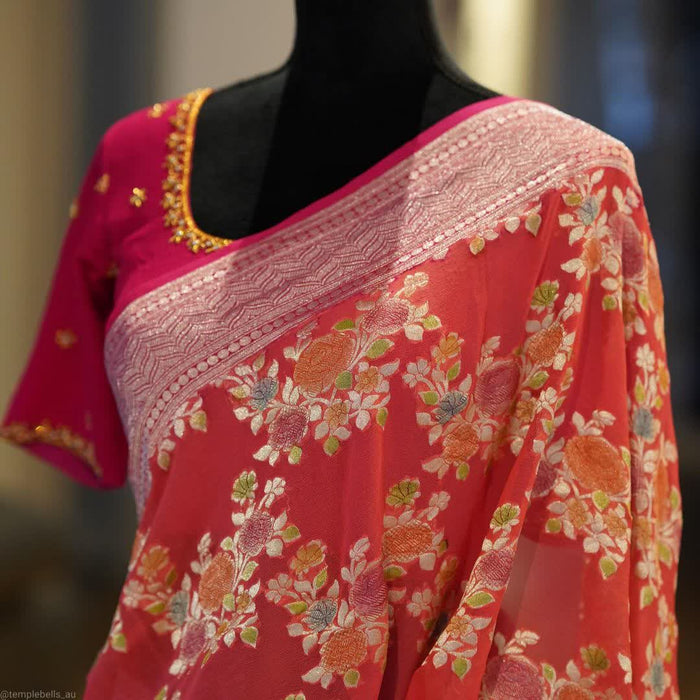 PURE HANDLOOM BANARAS KHADDI GEORGUTTE SILK SAREE