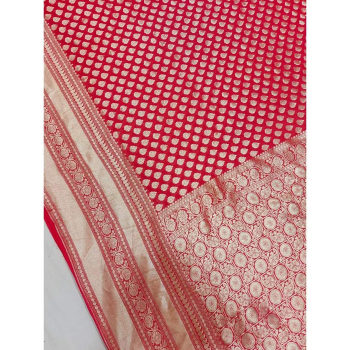 PURE BANARASI HANDLOOM KHADDI GEORGUTTE SAREE