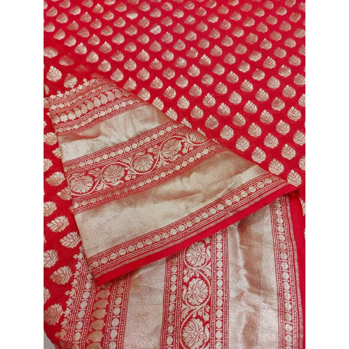 PURE BANARASI HANDLOOM KHADDI GEORGUTTE SAREE