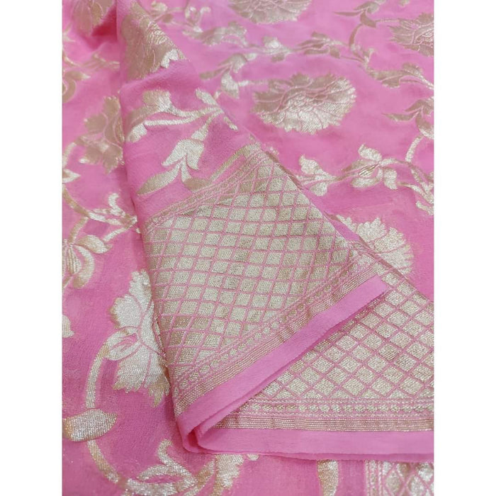 PURE BANARASI HANDLOOM KHADDI GEORGUTTE SAREE